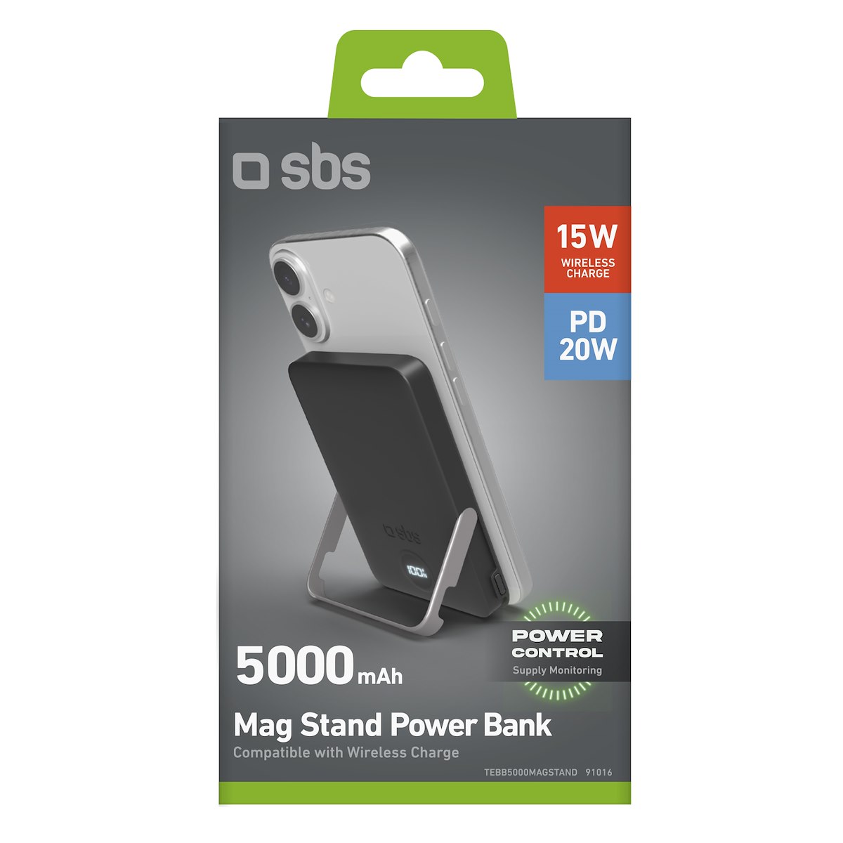 SBS TEBB5000MAGSTAND Power Bank 5000mAh PD 20W C-Stand Magsafe Nero - immagine 5