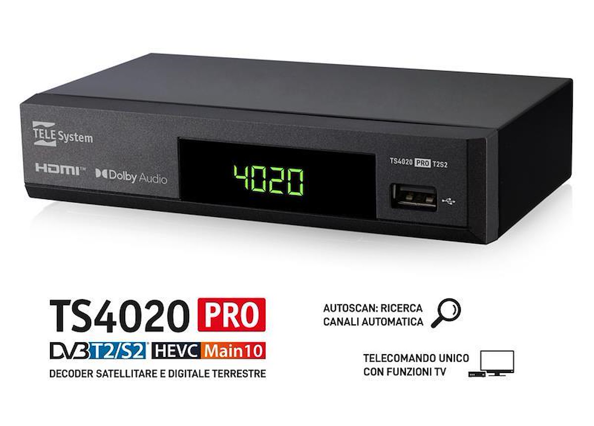 TELESYSTEM 21005355 Ricevitore DVB-S2/T2 TV SCART USB HDMI - immagine 3