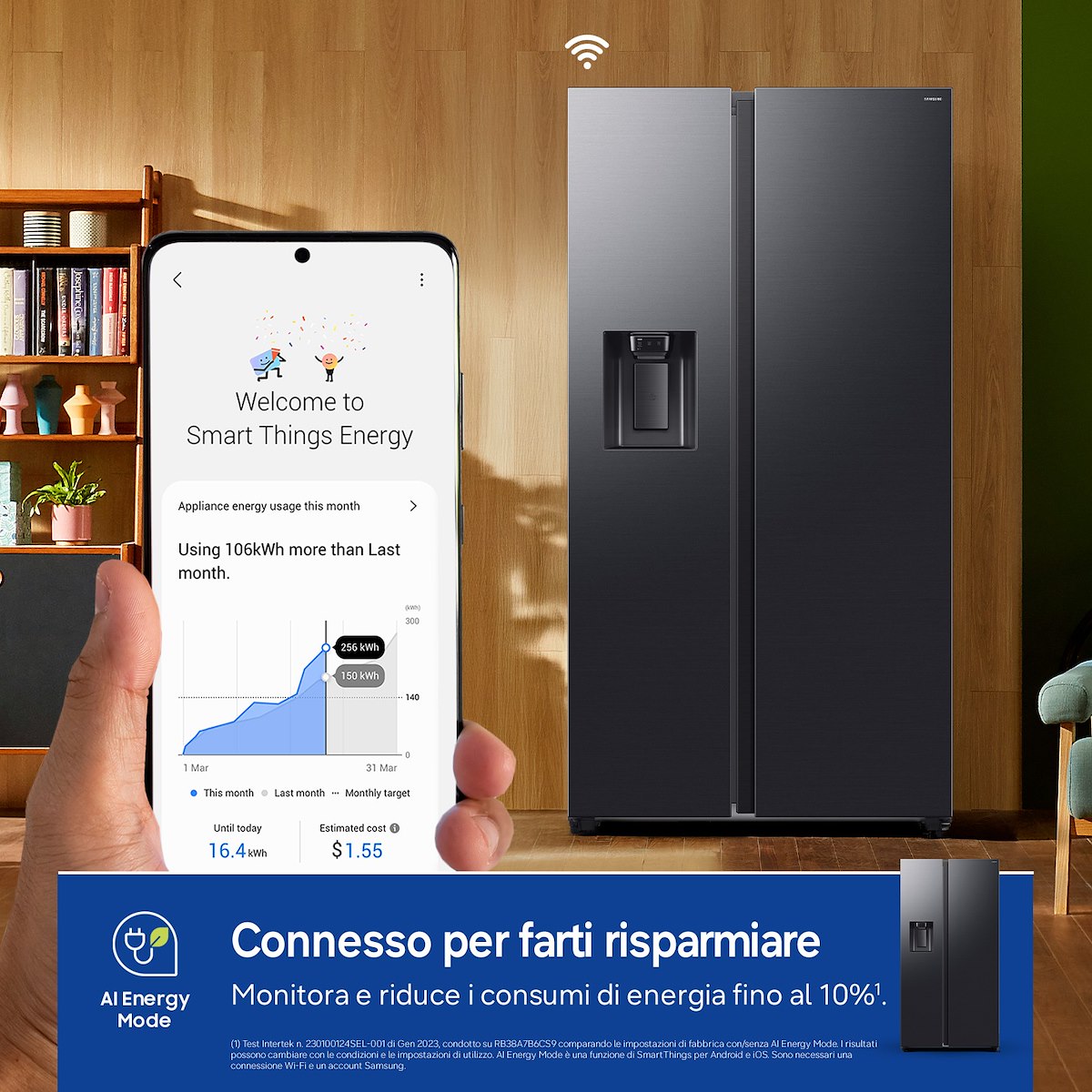 SAMSUNG RS70F64KEFEF SBS 635L No Frost Dispenser Acqua Ghiaccio WiFi Antracite - immagine 3