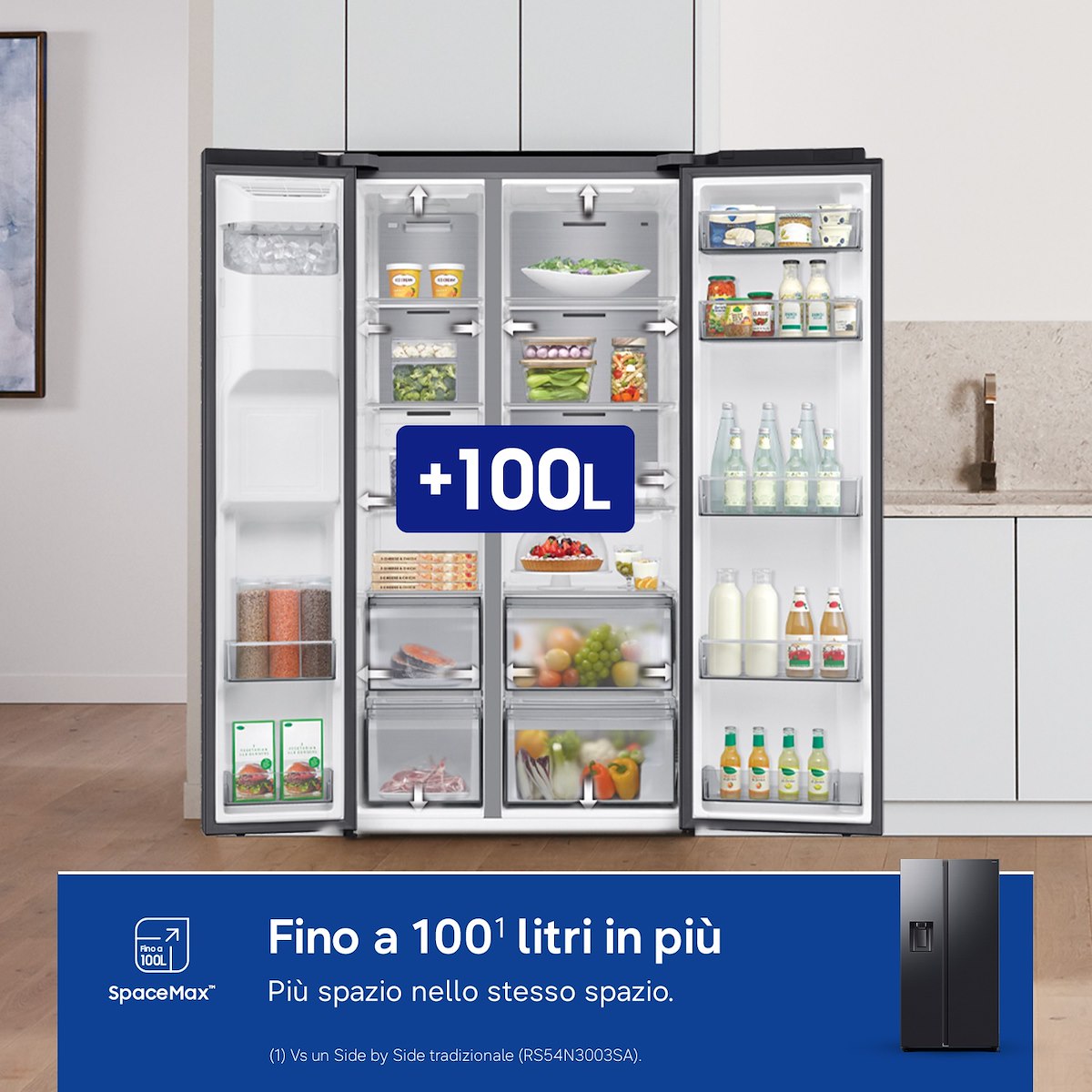 SAMSUNG RS70F64KEFEF SBS 635L No Frost Dispenser Acqua Ghiaccio WiFi Antracite - immagine 4
