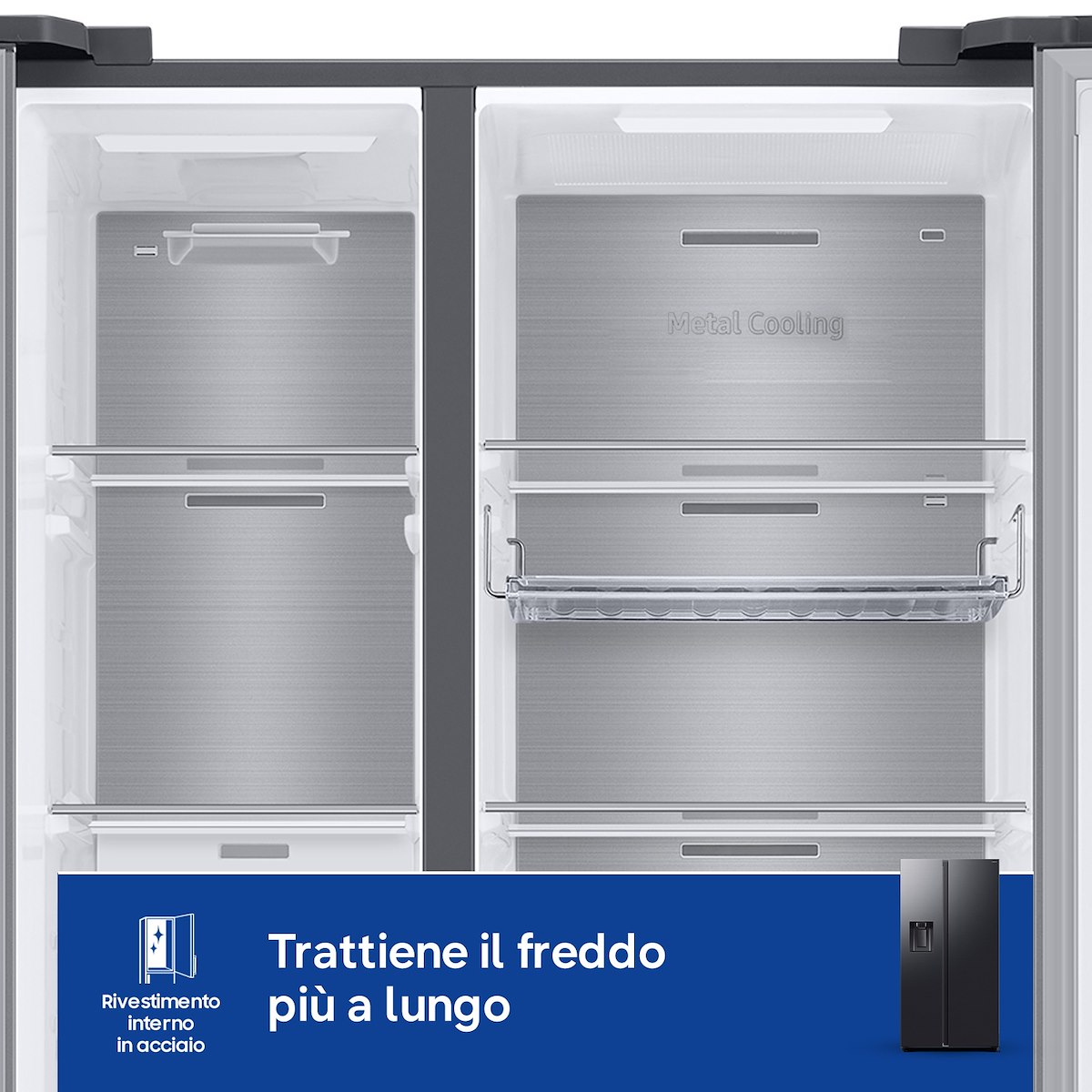 SAMSUNG RS70F64KEFEF SBS 635L No Frost Dispenser Acqua Ghiaccio WiFi Antracite - immagine 5