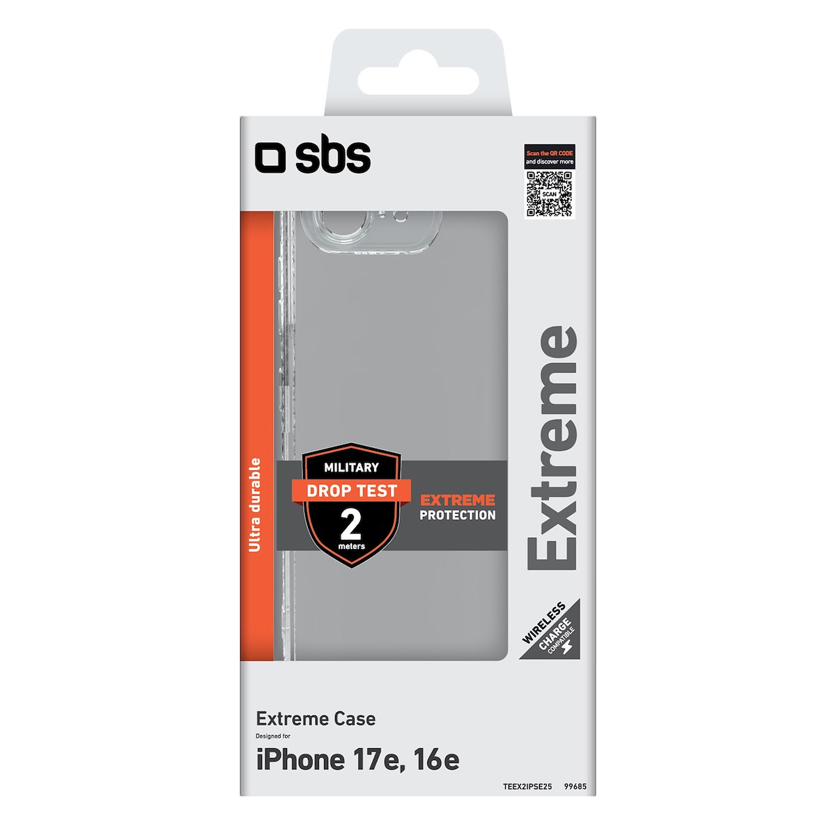 SBS TEEX2IPSE25 Cover Extreme X2 per iPhone 16E Trasparente - immagine 2