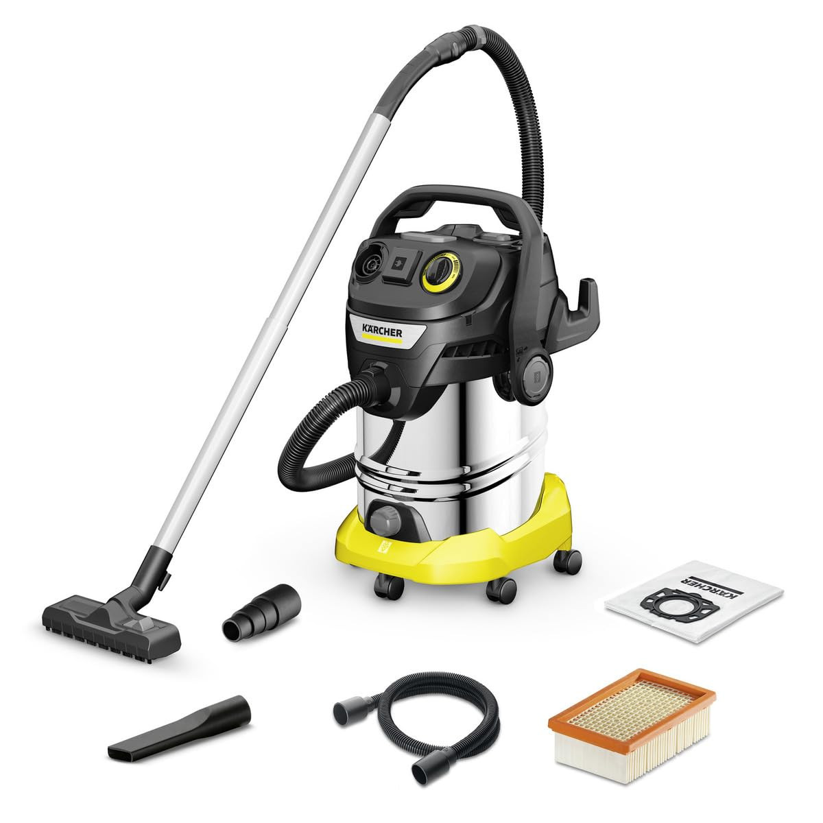 Karcher Kwd6psv30822t Aspirapolvere Solidi Liquidi 1300w 30 Litri Acciaio Inox Nero