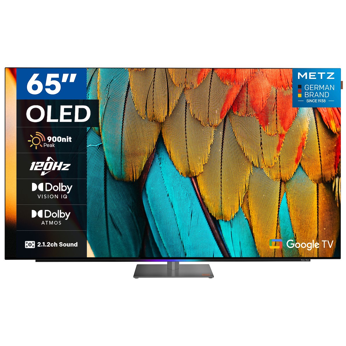 METZ 65MOD9500Y TV OLED 65" 4K UHD DVBT2-S2 Google TV, stand centrale