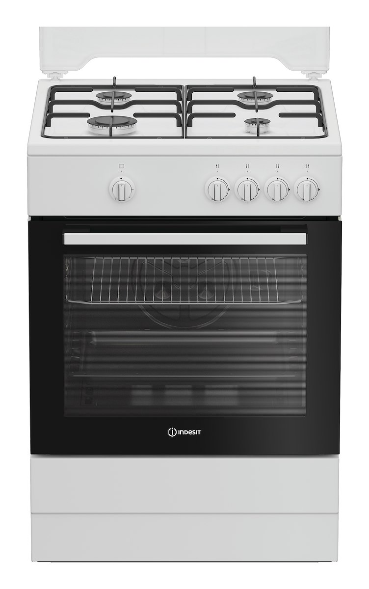 INDESIT I6GGKMW Cucina 60cm, 4 fuochi gas, forno gas, valvola sicurezza, bianco