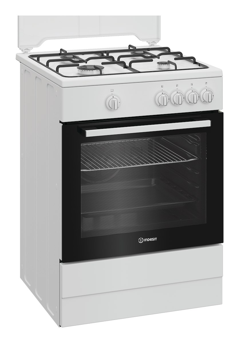 INDESIT I6GGKMW Cucina 60cm, 4 fuochi gas, forno gas, valvola sicurezza, bianco - immagine 4