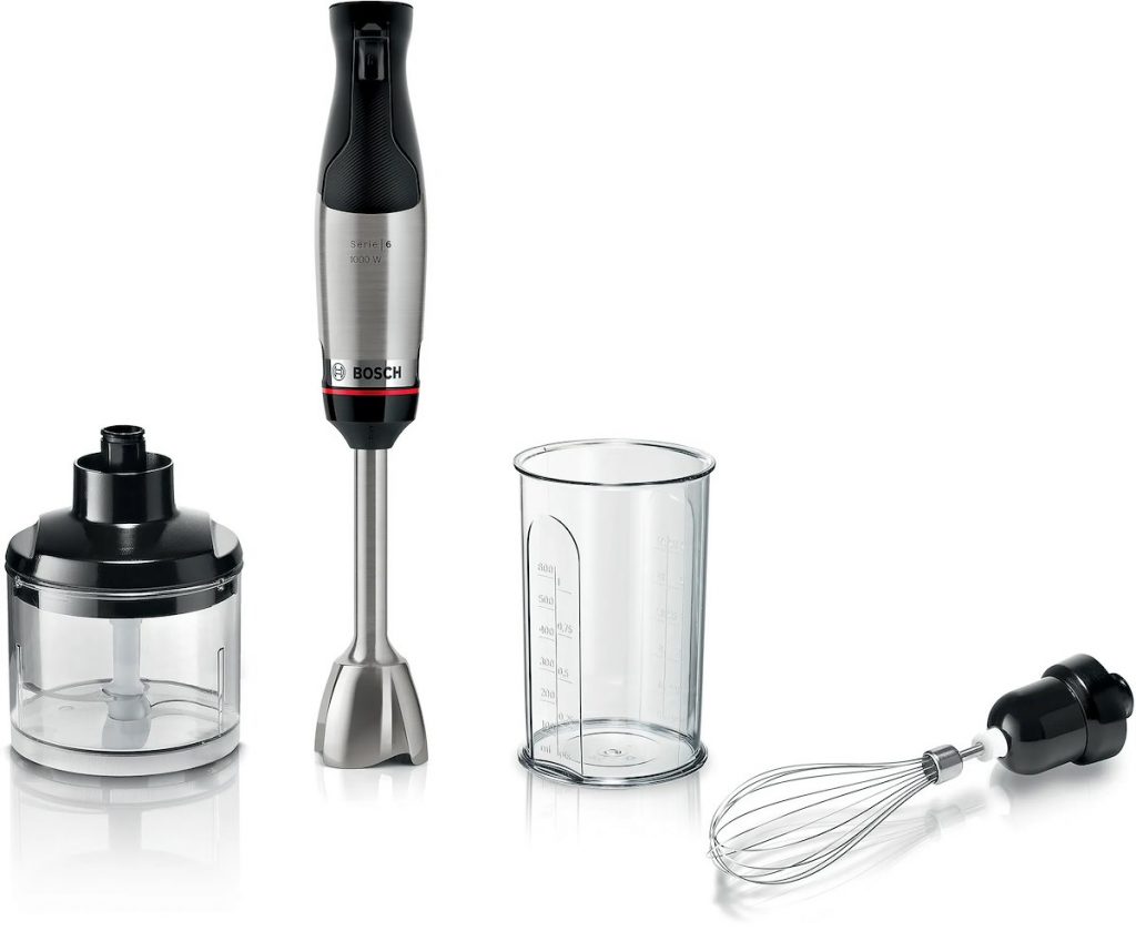 BOSCH MSM6M621 Frullatore Immersione 1000W Quattro Lame Pro Con Minitritatutto Inox