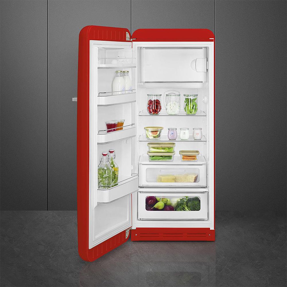 SMEG FAB28LRD6 Frigo 1P 270L Ventilato Cerniera SX Anni '50 Rosso - immagine 3