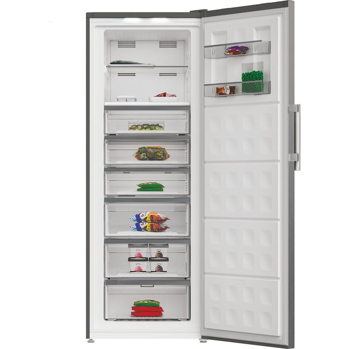 WHIRLPOOL WHFF6404X6E Congelatore verticale 404L NoFrost 6 cassetti LED Inox - immagine 3