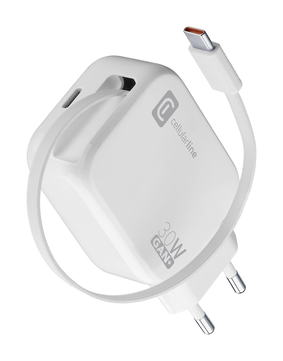 CELLULAR LINE ACHROLLUSBCGAN30WW Caricabatterie Rete USB-C 30W GAN Roller WH