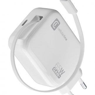 CELLULAR LINE ACHROLLUSBCGAN65WW Caricabatterie Rete USB-C Retrattile 65W GAN Bianco