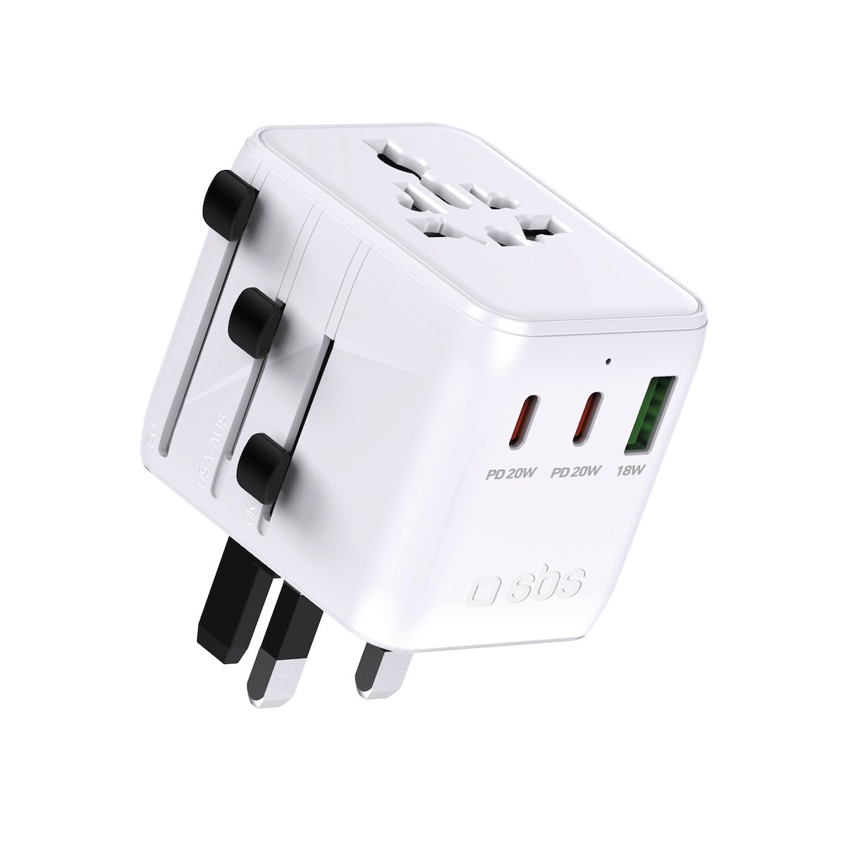 SBS TEADAPTUSB2CPD20UNI Adattatore Viaggio Universale 2USB-C+USB-A 2500W Cavi