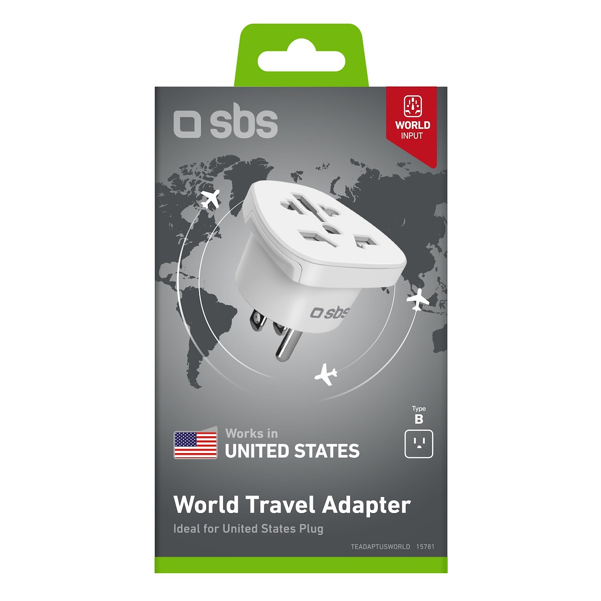 SBS TEADAPTUSWORLD Adattatore Universale Presa Muro USA Viaggio