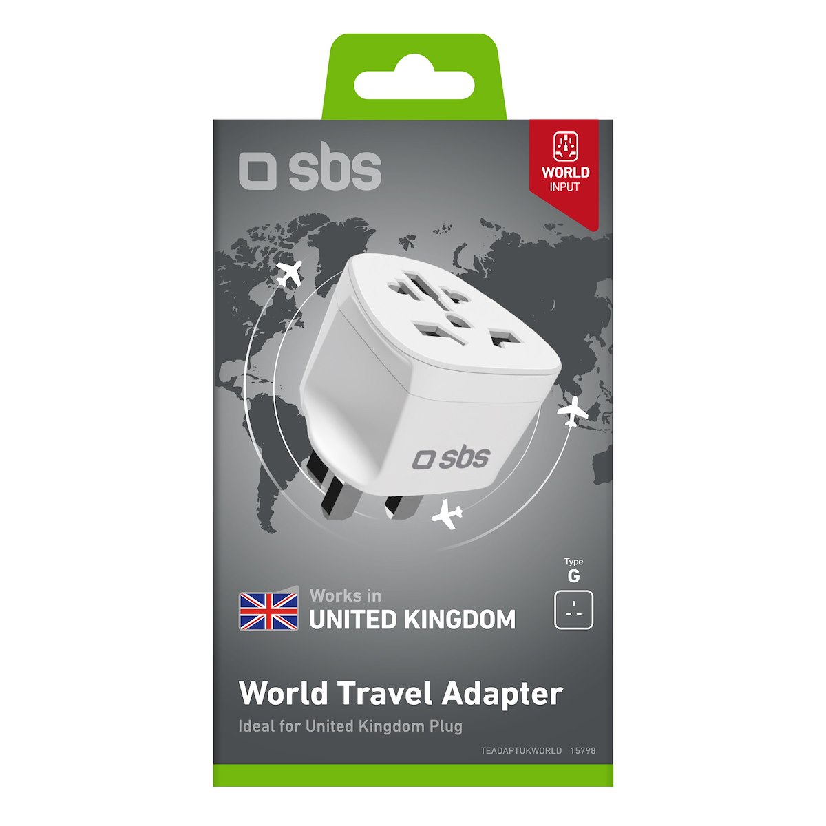 SBS TEADAPTUKWORLD Adattatore Universale Presa Muro UK Viaggio