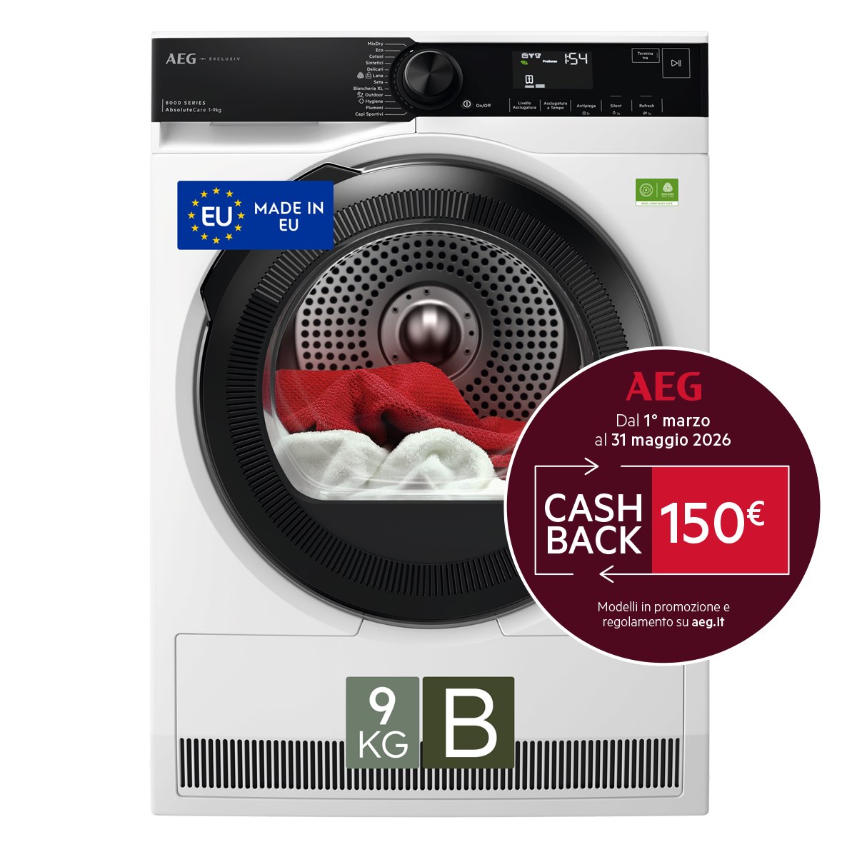 AEG XTR8HBGH9B Asciugatrice 9kg Pompa Calore Classe B Inverter - immagine 2