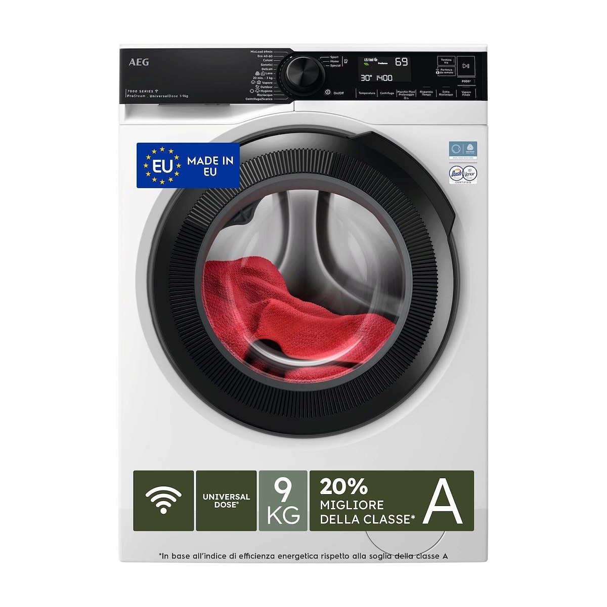 AEG LR7FH94VY Lavatrice 9kg 1400giri Classe A Vapore WiFi