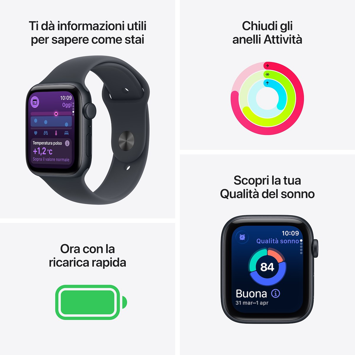 APPLE MEPJ4QLA Watch SE 3 GPS+Cell 44mm Midnight S.Band M-L - immagine 3