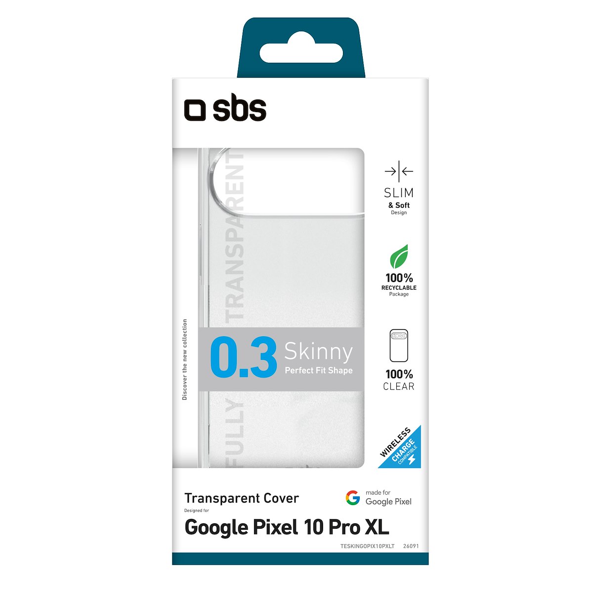 SBS TESKINGOPIX10PXLT Cover Skinny per Google Pixel 10 Pro XL Trasparente - immagine 2