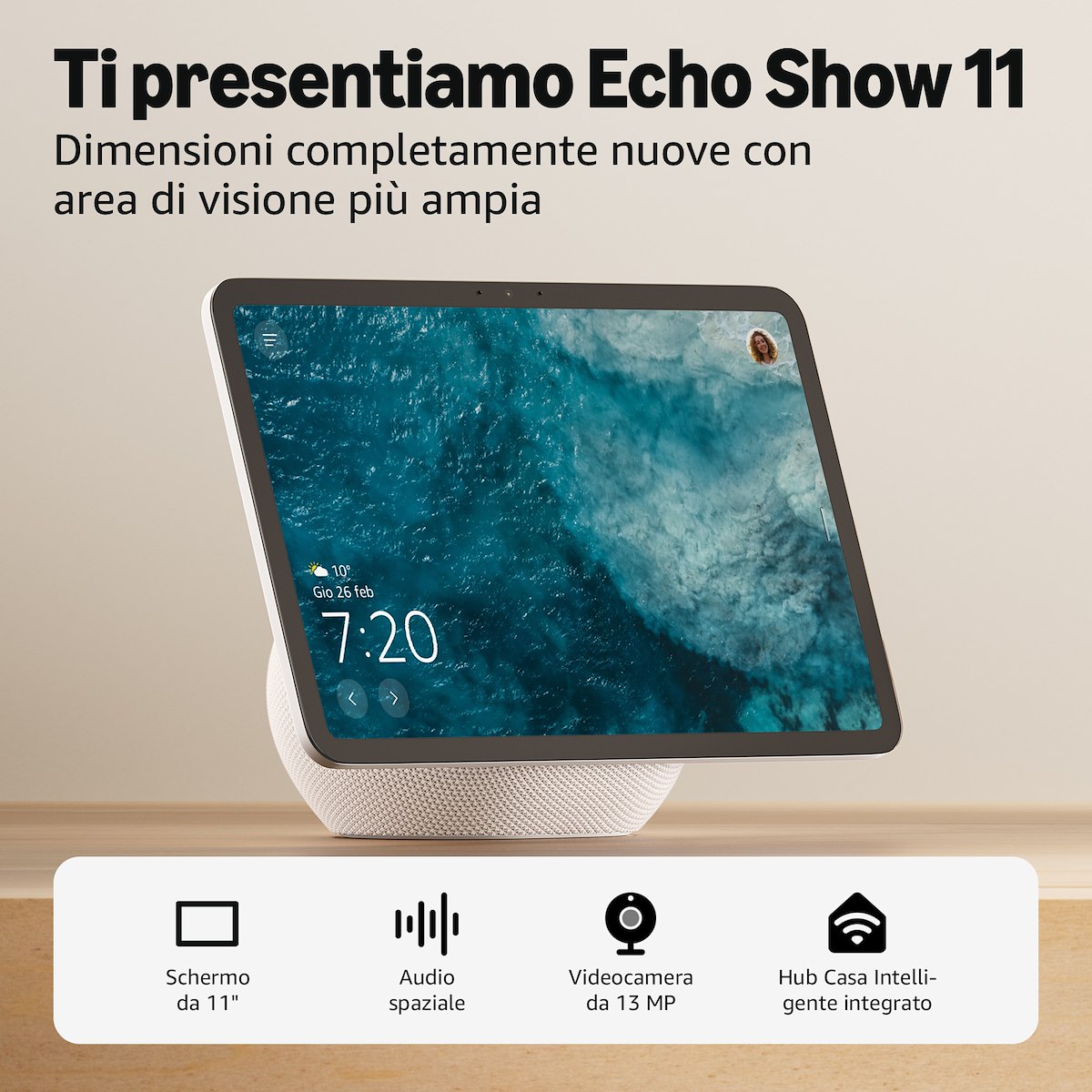 ECHO ECHOSHOW112025GLACIERWHITE, altoparlante smart - immagine 2