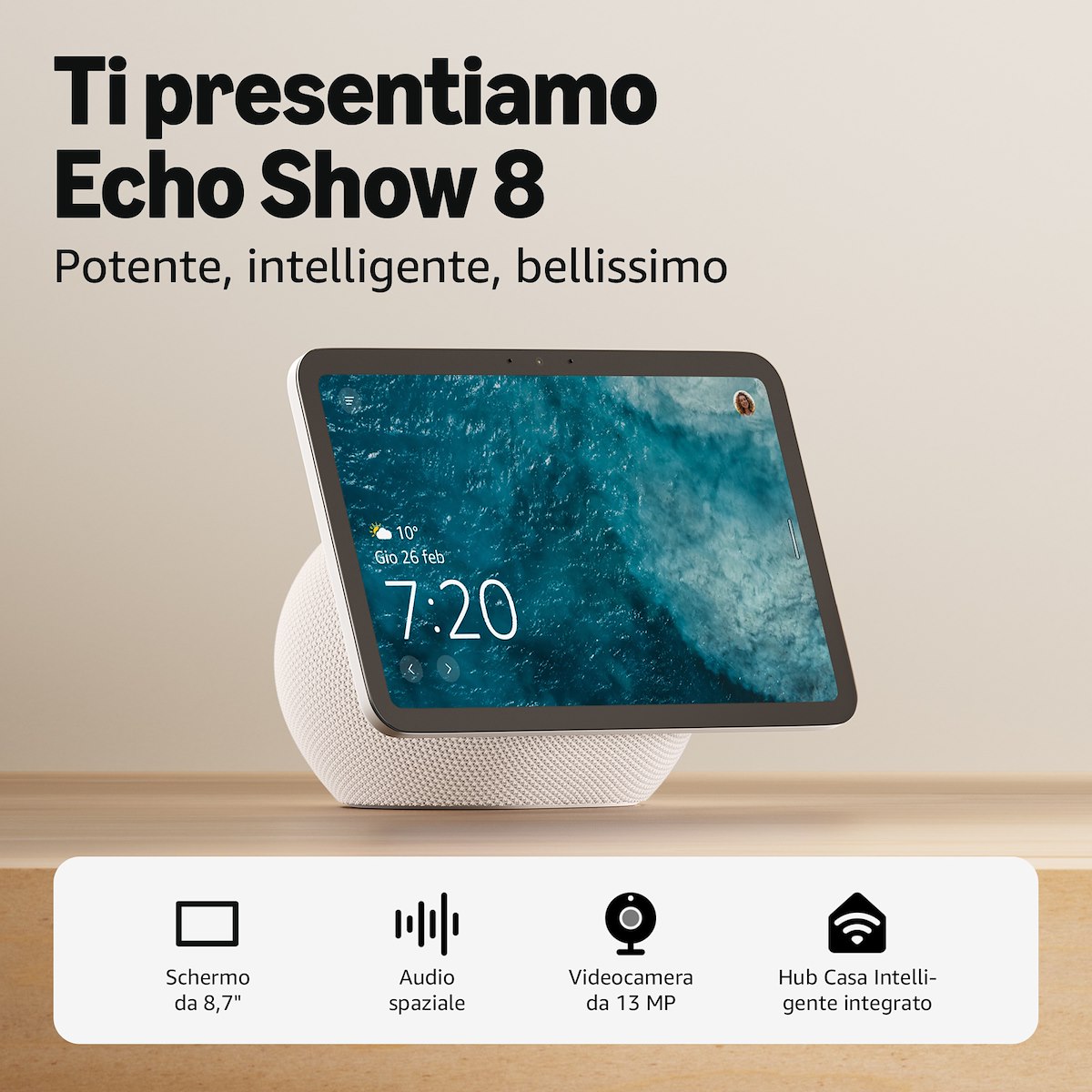 ECHO ECHOSHOW82025GLACIERWHITE - Altoparlante Smart - immagine 2