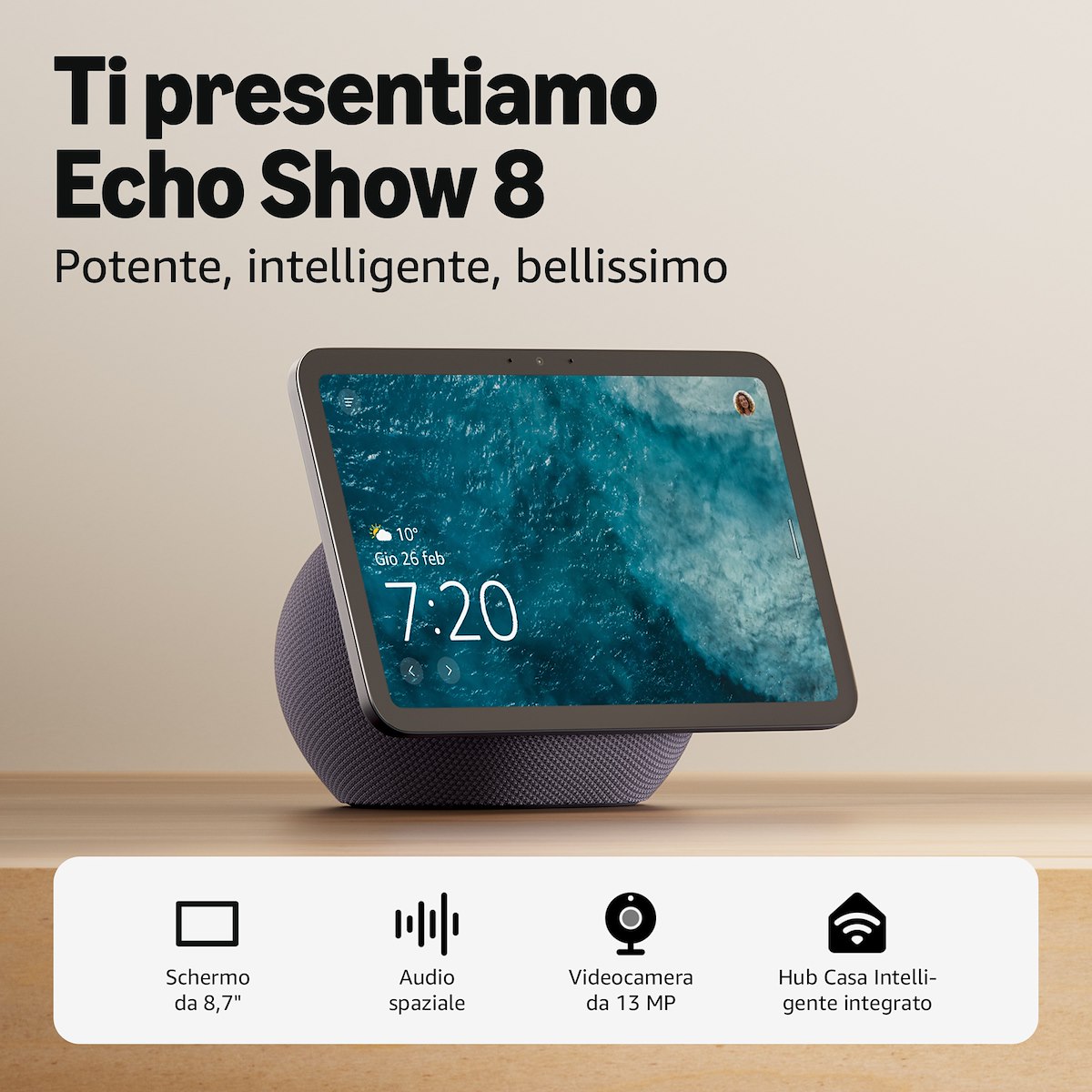 ECHO ECHOSHOW82025GRAPHITE - Altoparlante Smart - immagine 2