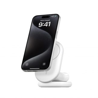 BELKIN WIZ028VFWH Supporto Ricarica Wireless Pieghevole 2-in-1 15W Qi2 Bianco