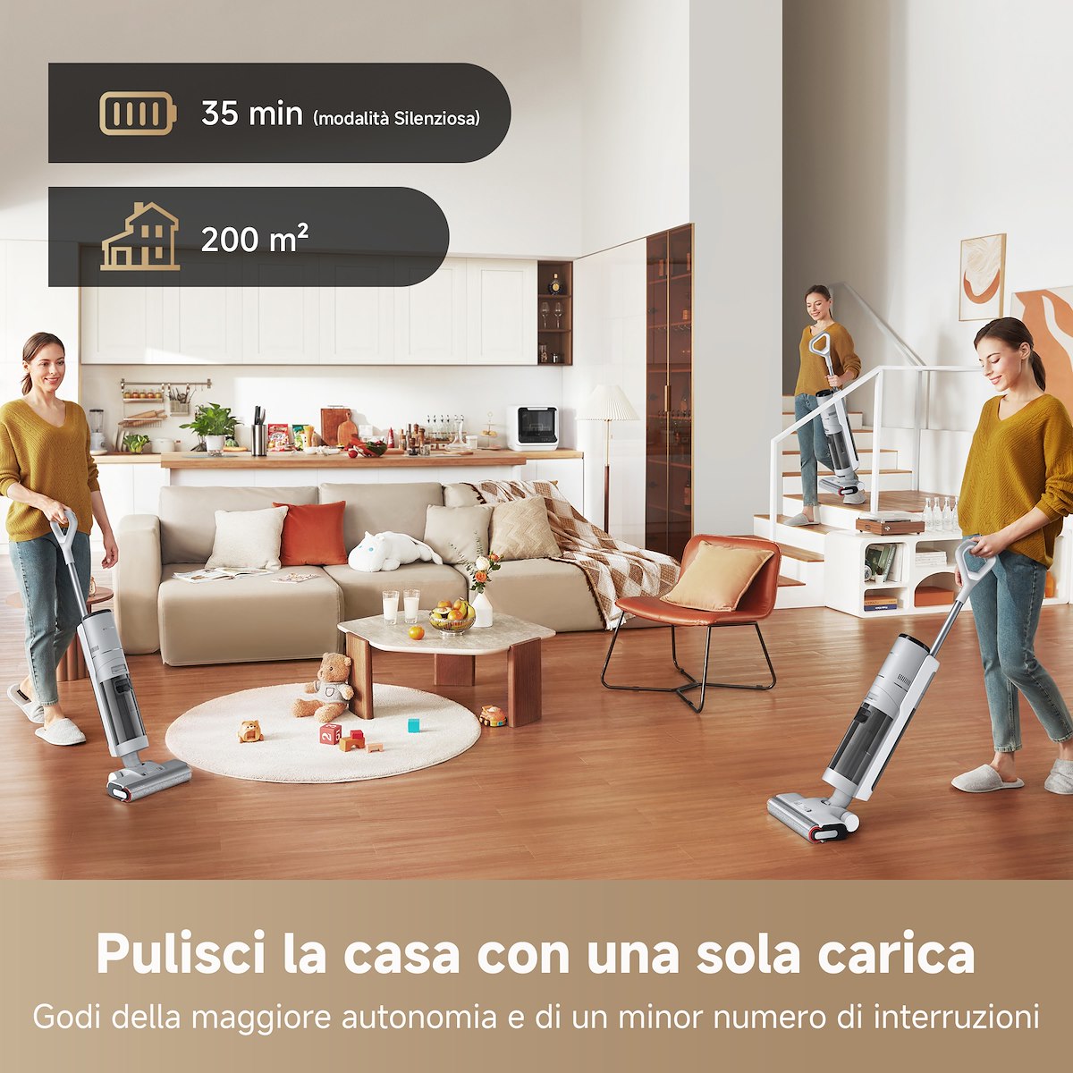 DREAME G10PRO Lava/Aspira, 200W, 35min, 900ml, Wet&Dry, Base Ricarica, Grigio - immagine 2