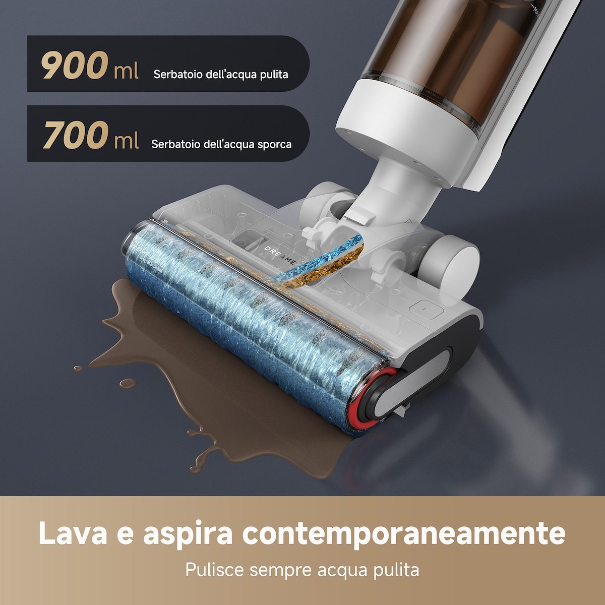 DREAME G10PRO Lava/Aspira, 200W, 35min, 900ml, Wet&Dry, Base Ricarica, Grigio - immagine 3