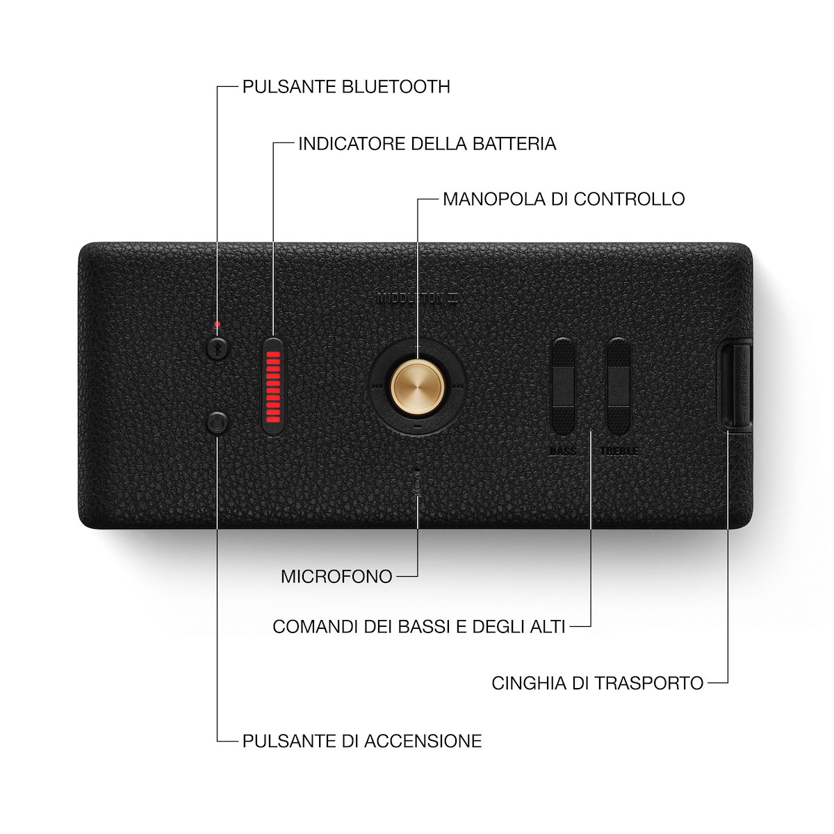 MARSHALL 1007428 Ricambio Batteria Middleton II, Nero/Ottone - immagine 2