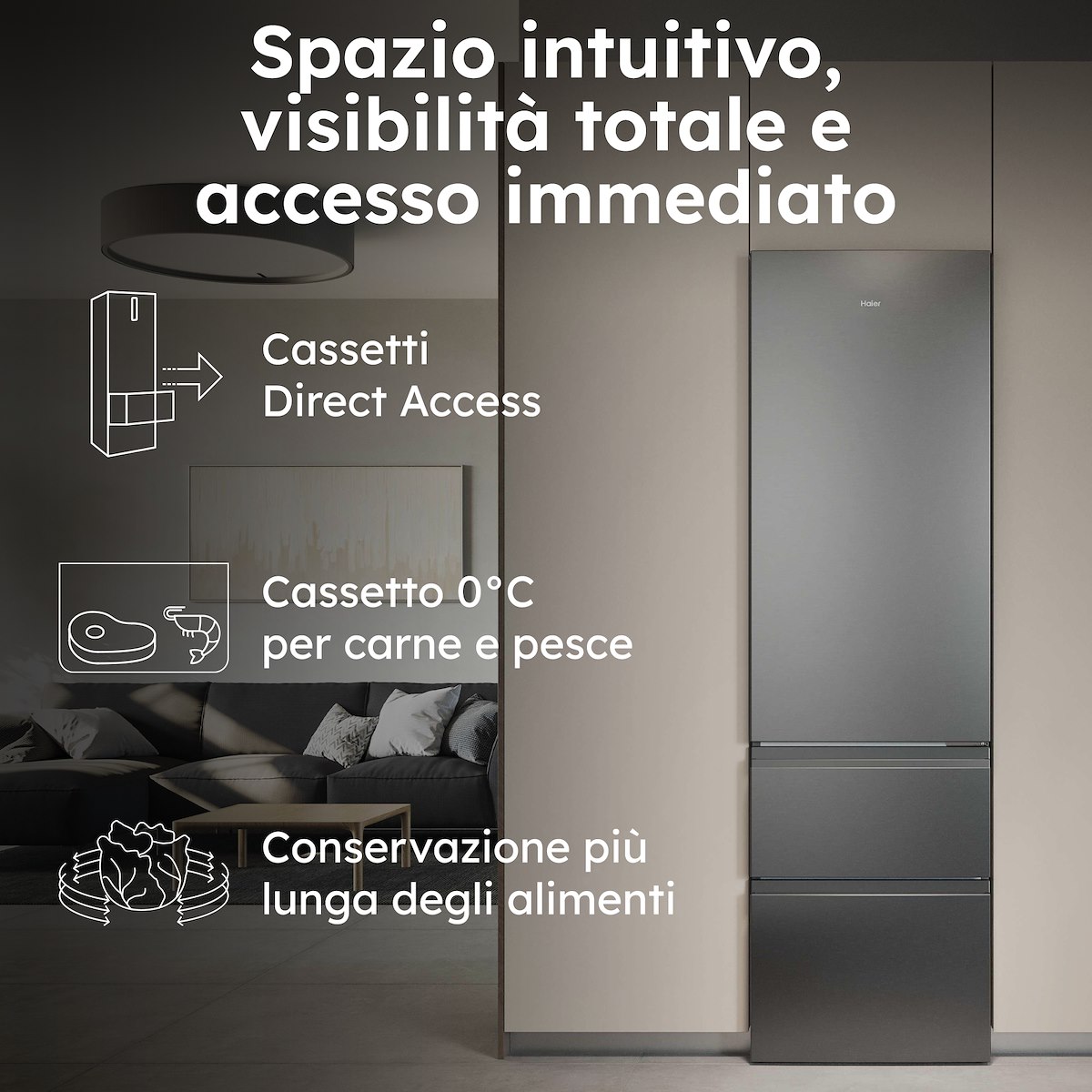 HAIER HTR3620CNMG Combi 3P 414L No Frost Inverter Silver - immagine 2