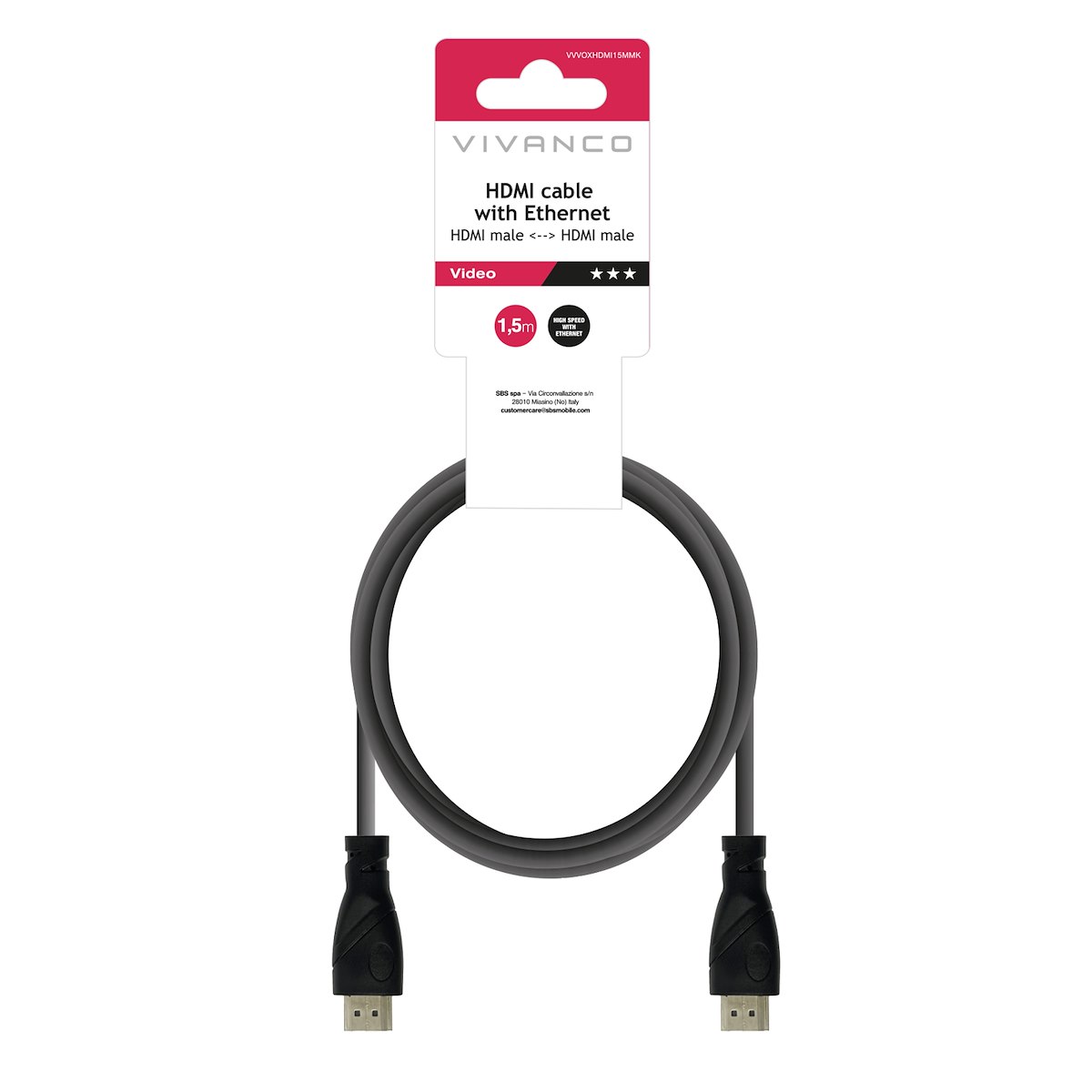 VIVANCO VVVOXHDMI15MMK Cavo HDMI ARC M-M 1.5m 1080p nero