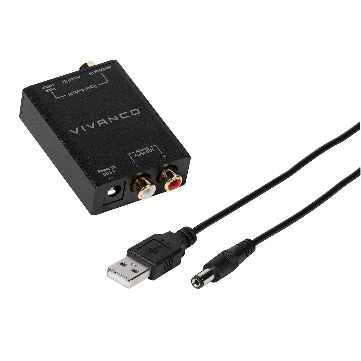 VIVANCO VVATOSLRCACONVERTK Convertitore Audio Toslink-RCA M-F Nero - immagine 2