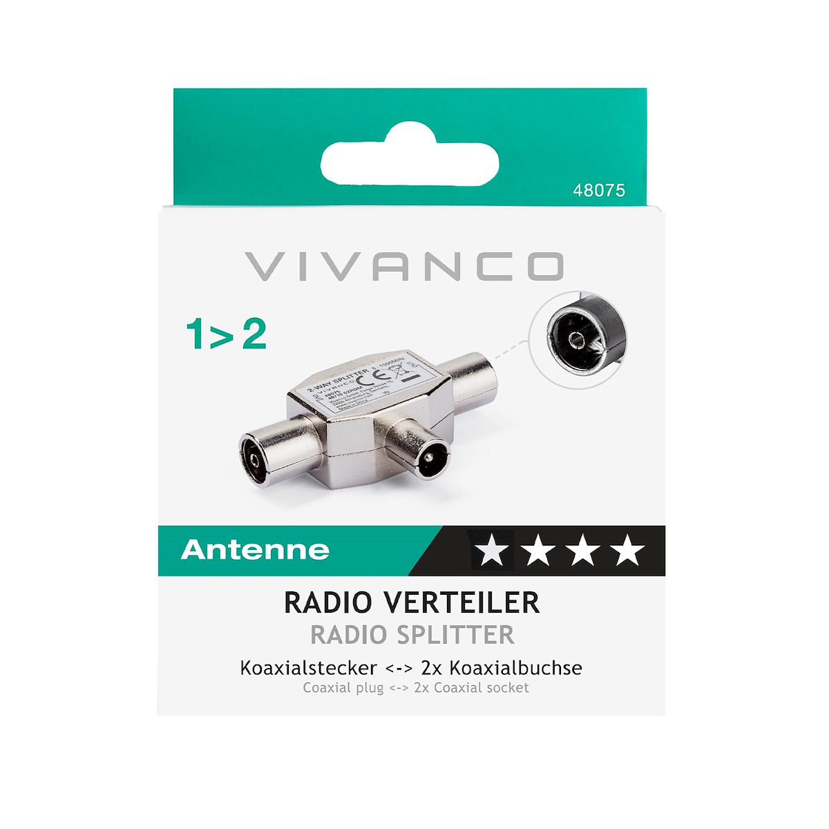VIVANCO VVANSHILD1M2F Adattatore Radio 3 Porte M-F-F Metallo Audio
