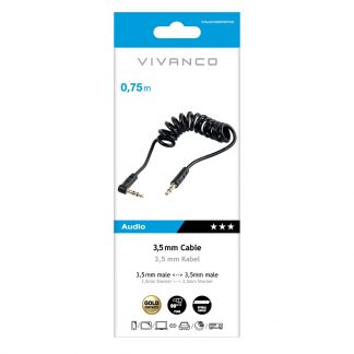 VIVANCO VVAJACK90SPIR07GK Cavo audio jack 3.5mm spirale 0.75m M-M nero
