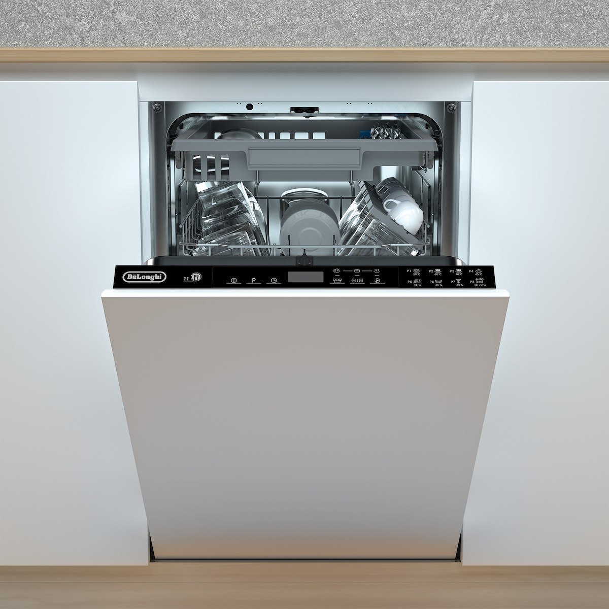 DE LONGHI L45P113E Lavastoviglie Slim 45cm, 11 coperti, 3 cestelli - immagine 2