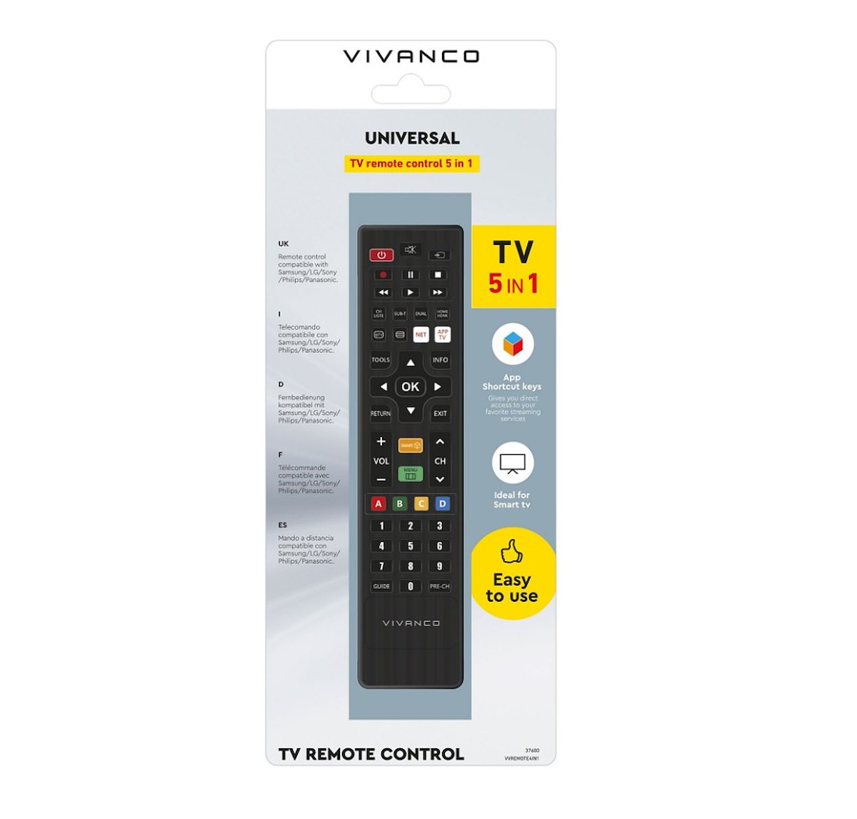 VIVANCO VVREMOTE4IN1 Telecomando 5 in 1 Smart TV - immagine 2
