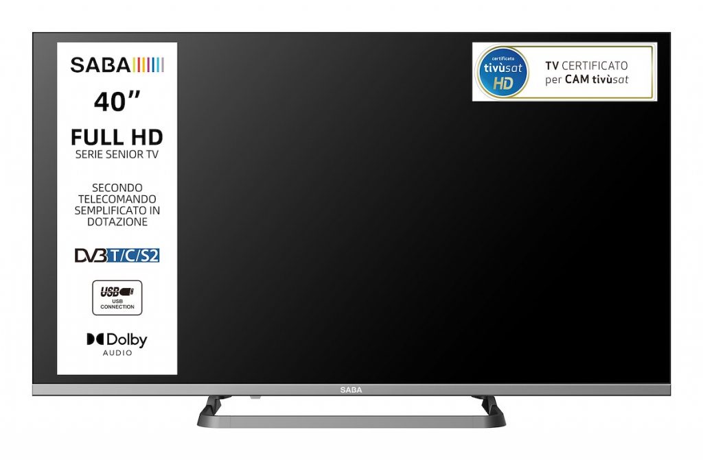 SABA SA40M10 TV LED 40" FHD DVB-T2/S2 Tivùsat con stand centrale