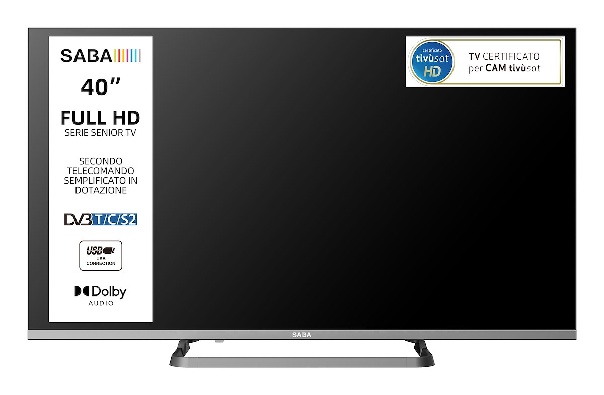 SABA SA40M10 TV LED 40" FHD DVB-T2/S2 Tivùsat con stand centrale