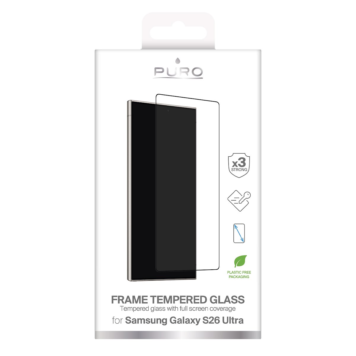 PURO PUSDGFRS26USGBLK: Vetro temperato con frame per M3, nero - immagine 2