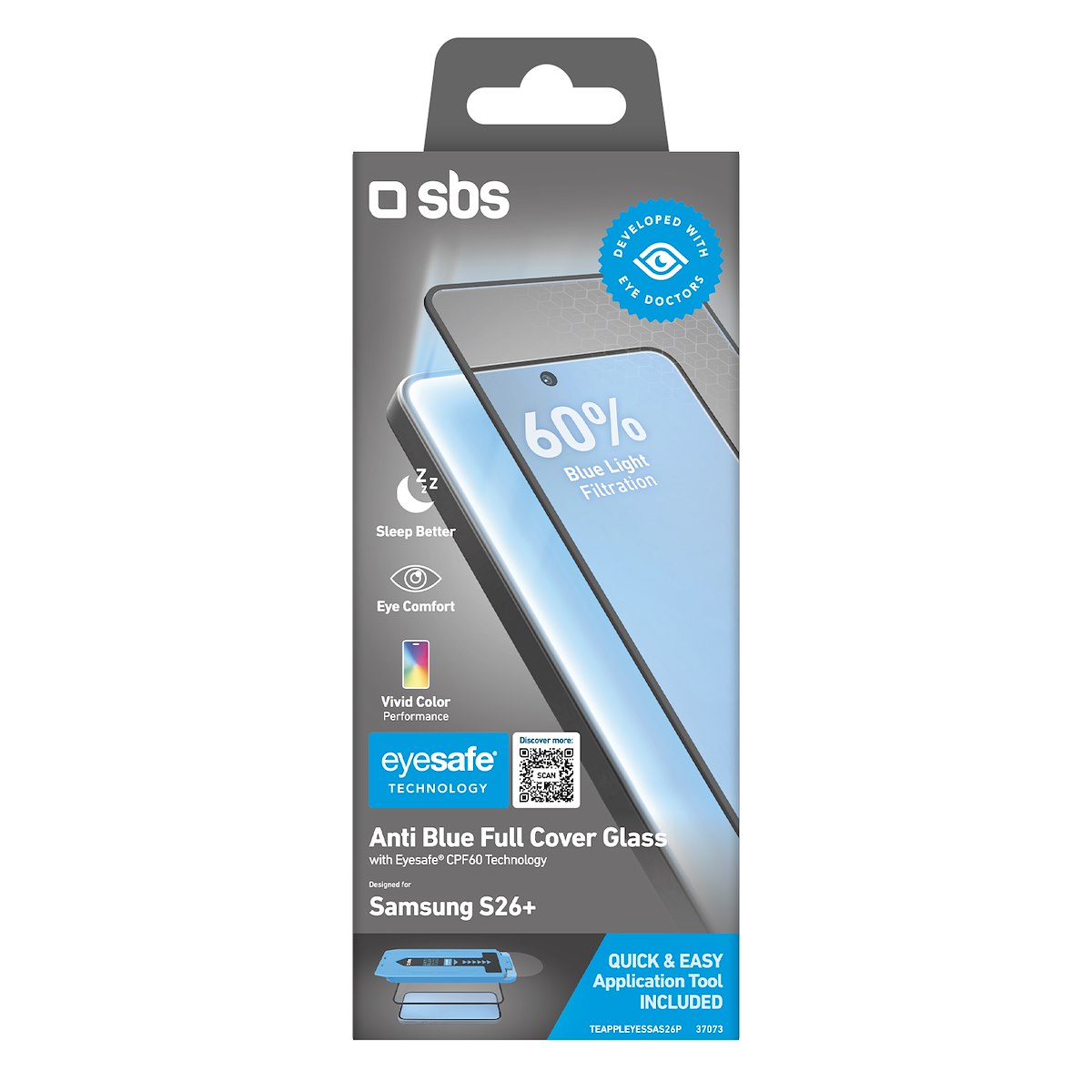 SBS TEAPPLEYESSAS26P Pellicola Vetro Full Cover EyeSafe con Applicatore - immagine 2