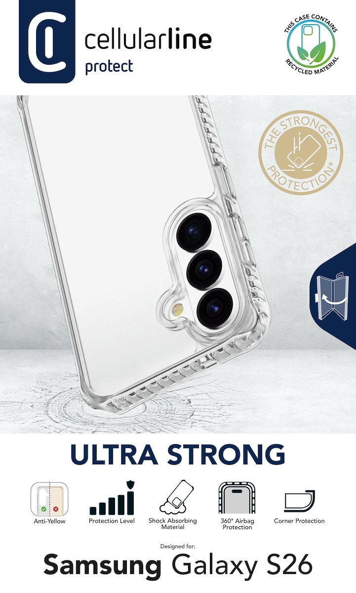 CELLULAR LINE TETRA2GALS26T Custodia Ultra Strong Trasparente - immagine 2