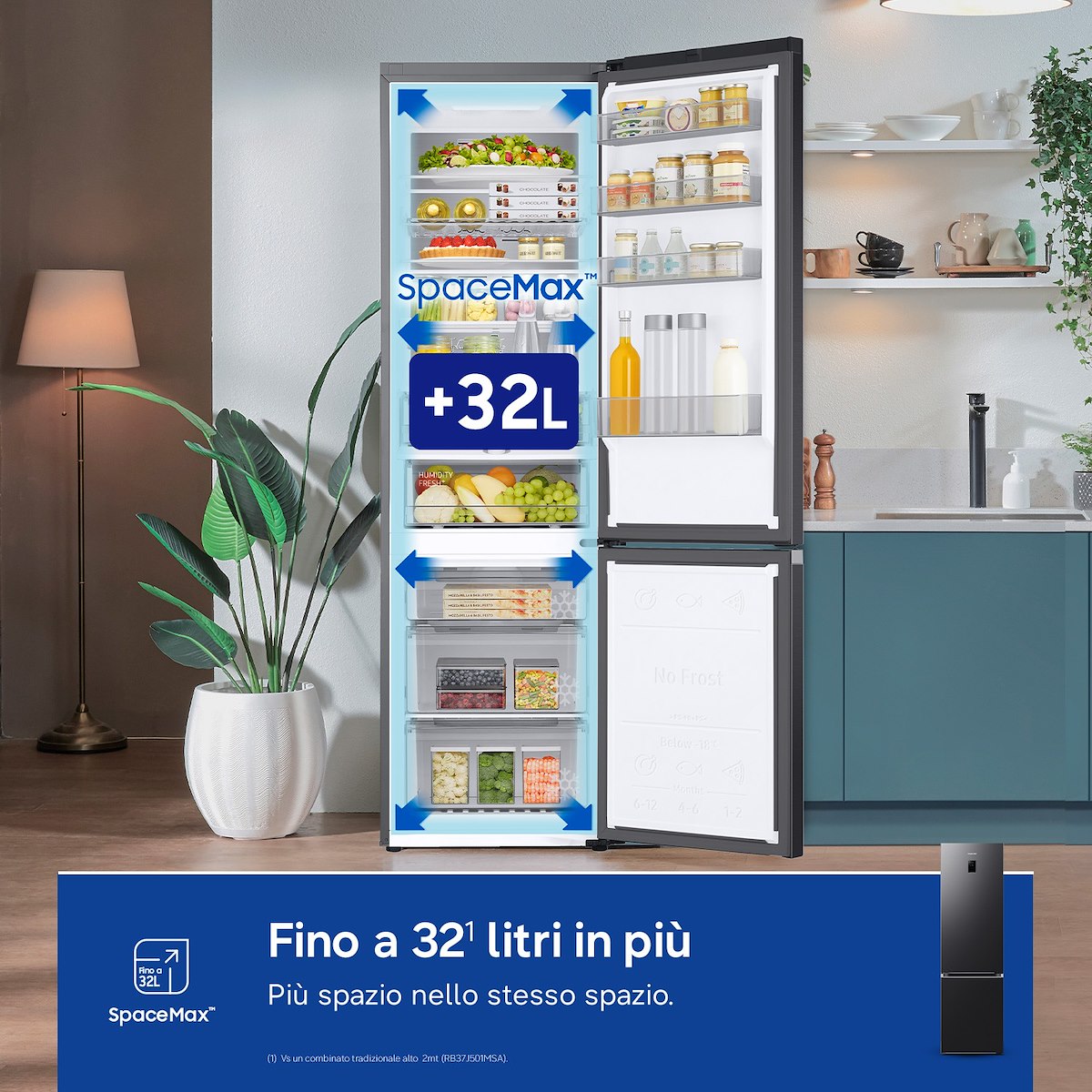 SAMSUNG RB38C776CB1EF Combi NoFrost AI WiFi Antracite - immagine 4