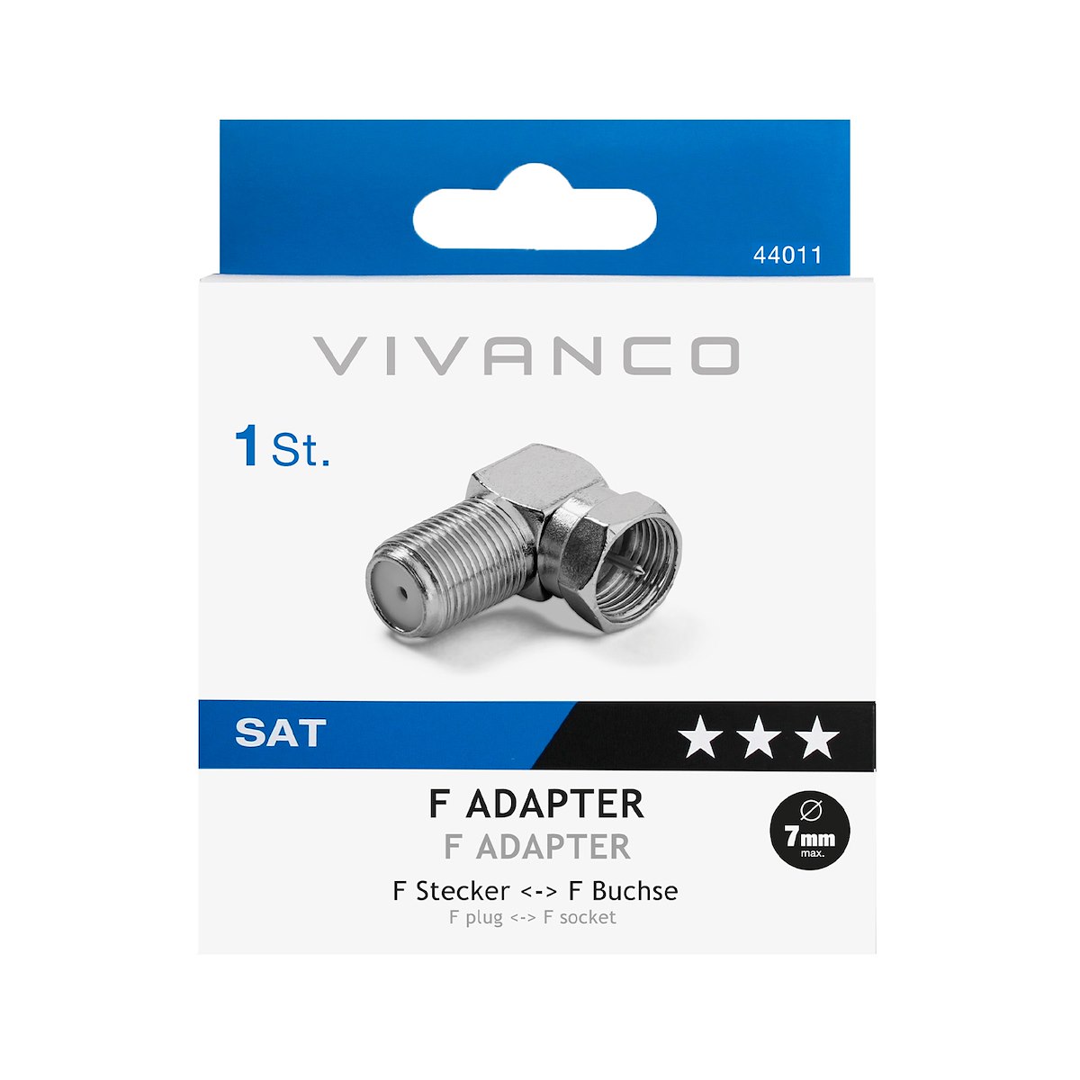 VIVANCO VVSATADAPTFMF90 Adattatore Antenna F-M 90° Metallo