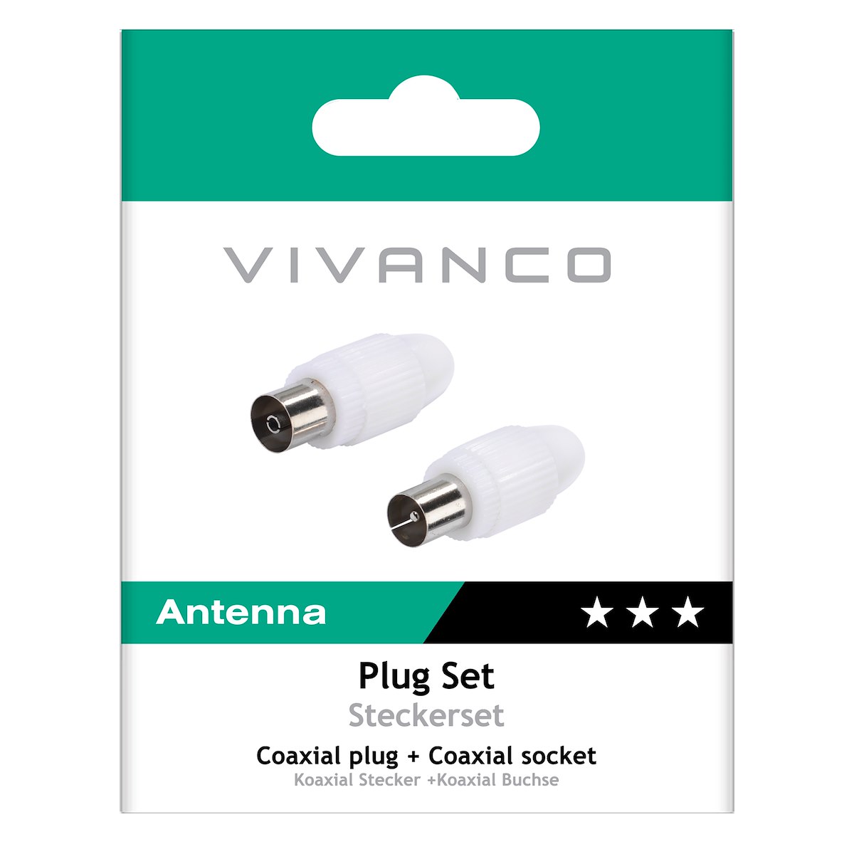 VIVANCO VVANKITSOCPLUG Connettori coassiali M-F 4.5-7.5mm, 2 pz