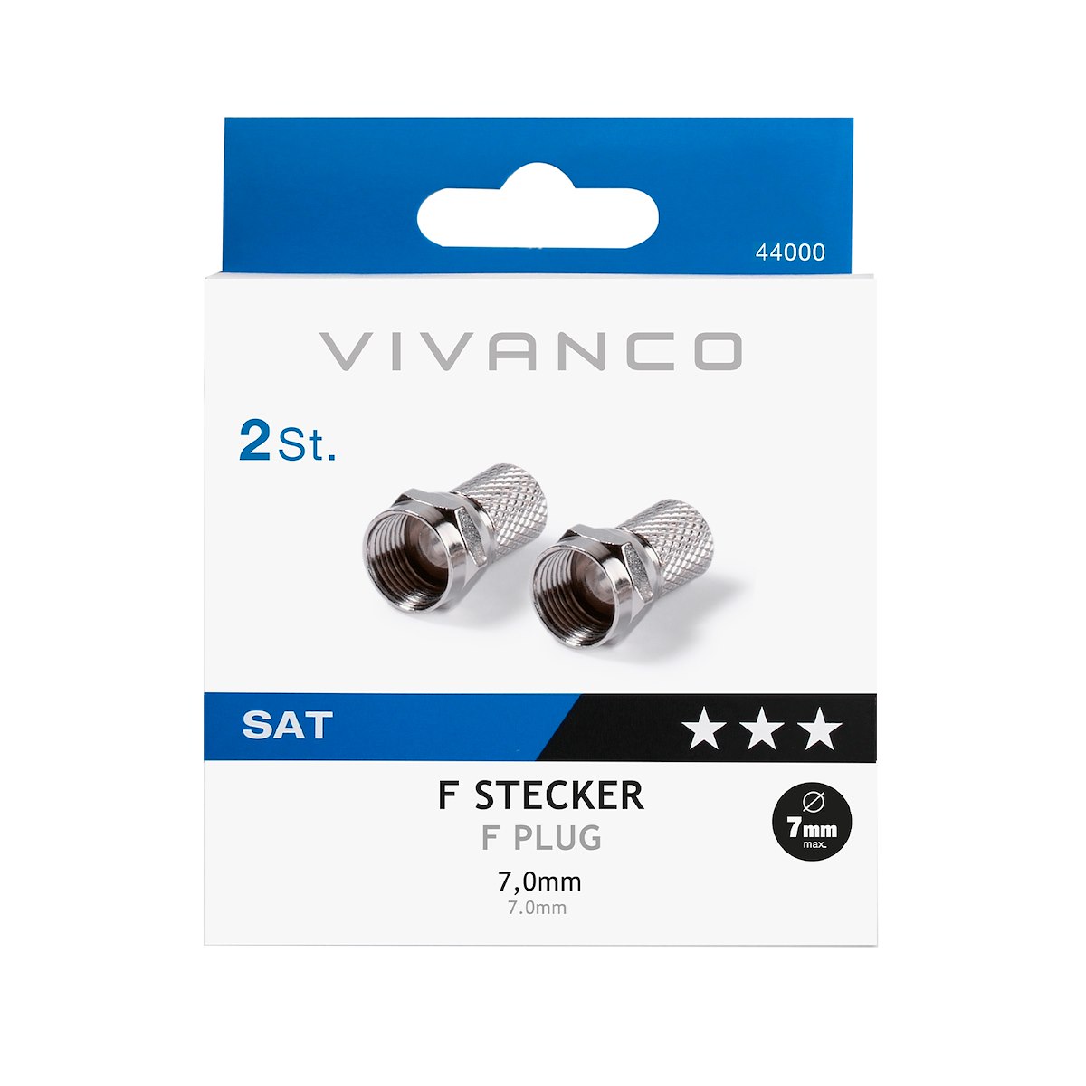 VIVANCO VVSAT2ADA7TFF Connettori antenna F-F 7mm, 2 pz, metallo