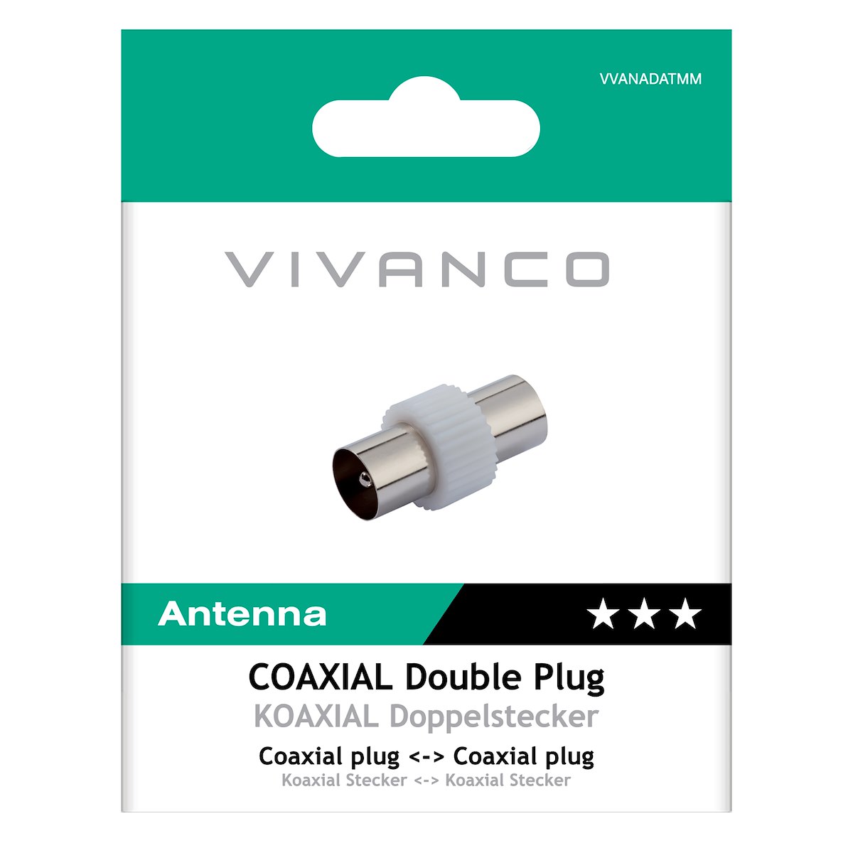 VIVANCO VVANADATMM Connettore Coassiale M-M, Bianco