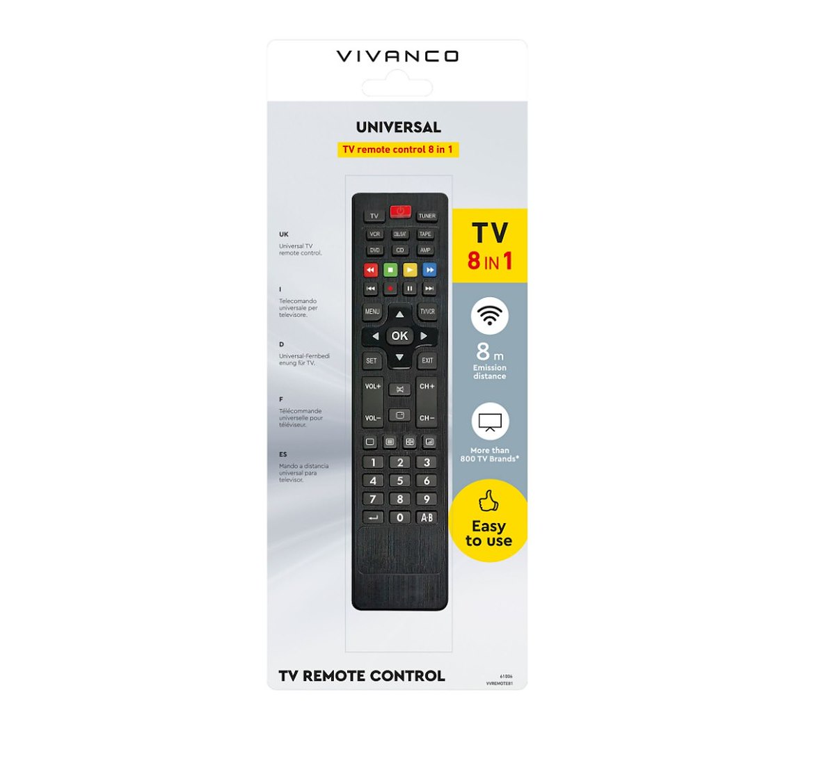 VIVANCO VVREMOTE81 Telecomando universale 8 in 1 Smart TV - immagine 2