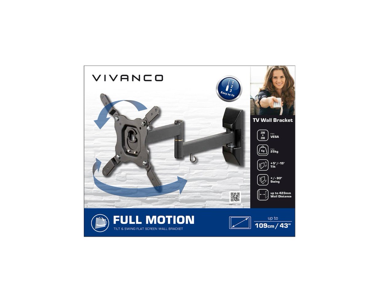 VIVANCO VVTVFMOR43INCH25KG Supporto TV 43" orientabile VESA200 max 25kg - immagine 2