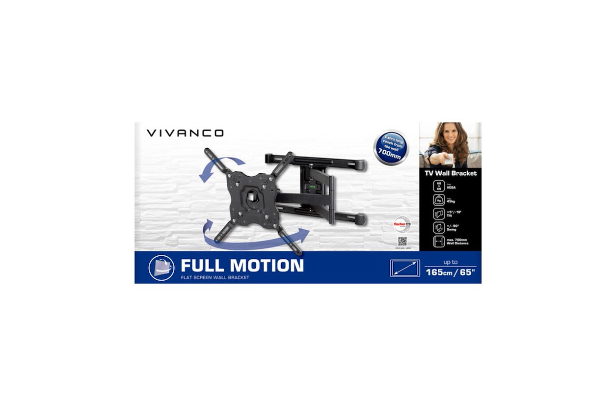 VIVANCO VVTVFMOR65INCH45KG Supporto TV 65" Orientabile VESA400 Max 45kg - immagine 2