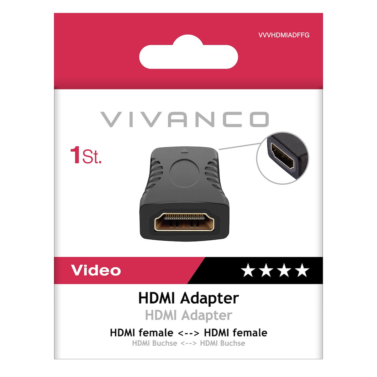 VIVANCO VVVHDMIADFFG Adattatore HDMI F-F, Nero